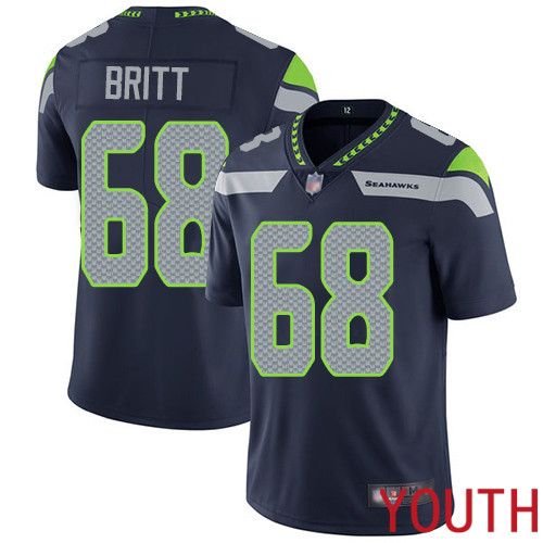 Seattle Seahawks Limited Navy Blue Youth Justin Britt Home Jersey NFL Football #68 Vapor Untouchable->women nfl jersey->Women Jersey